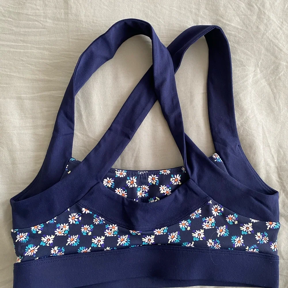 Fabletics Floral Navy Sports Bra - Picture 2 of 2